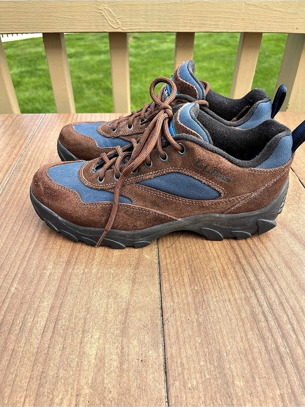 L.L.Bean Leather Hiking Sneakers Brown Blue Size US 10 M